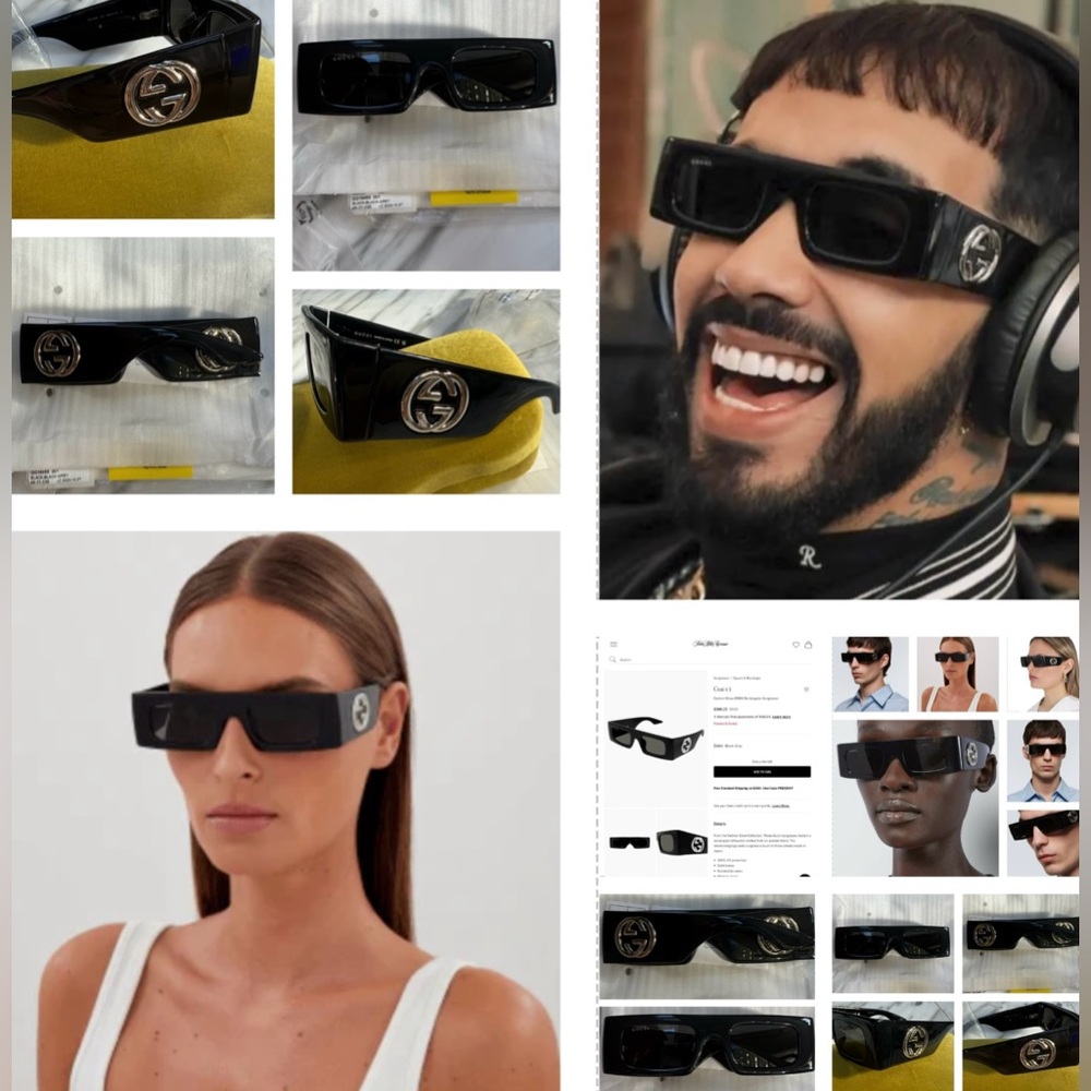 Gucci Unisex Sleek Black Rectangular Frames With … - image 1